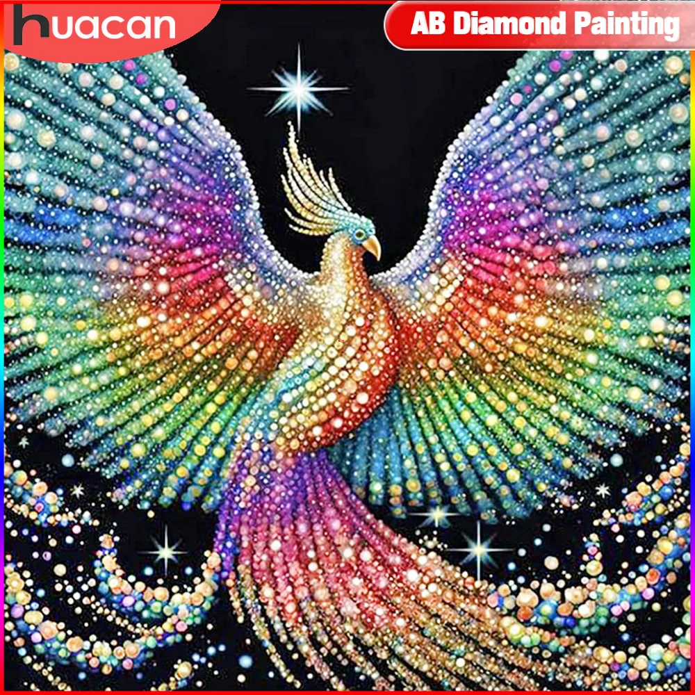 HUACAN 5D DIY Full AB Diamond Embroidery Animal Mosaic Peacock Painting Kit Creative Hobbies Decoration Living Room