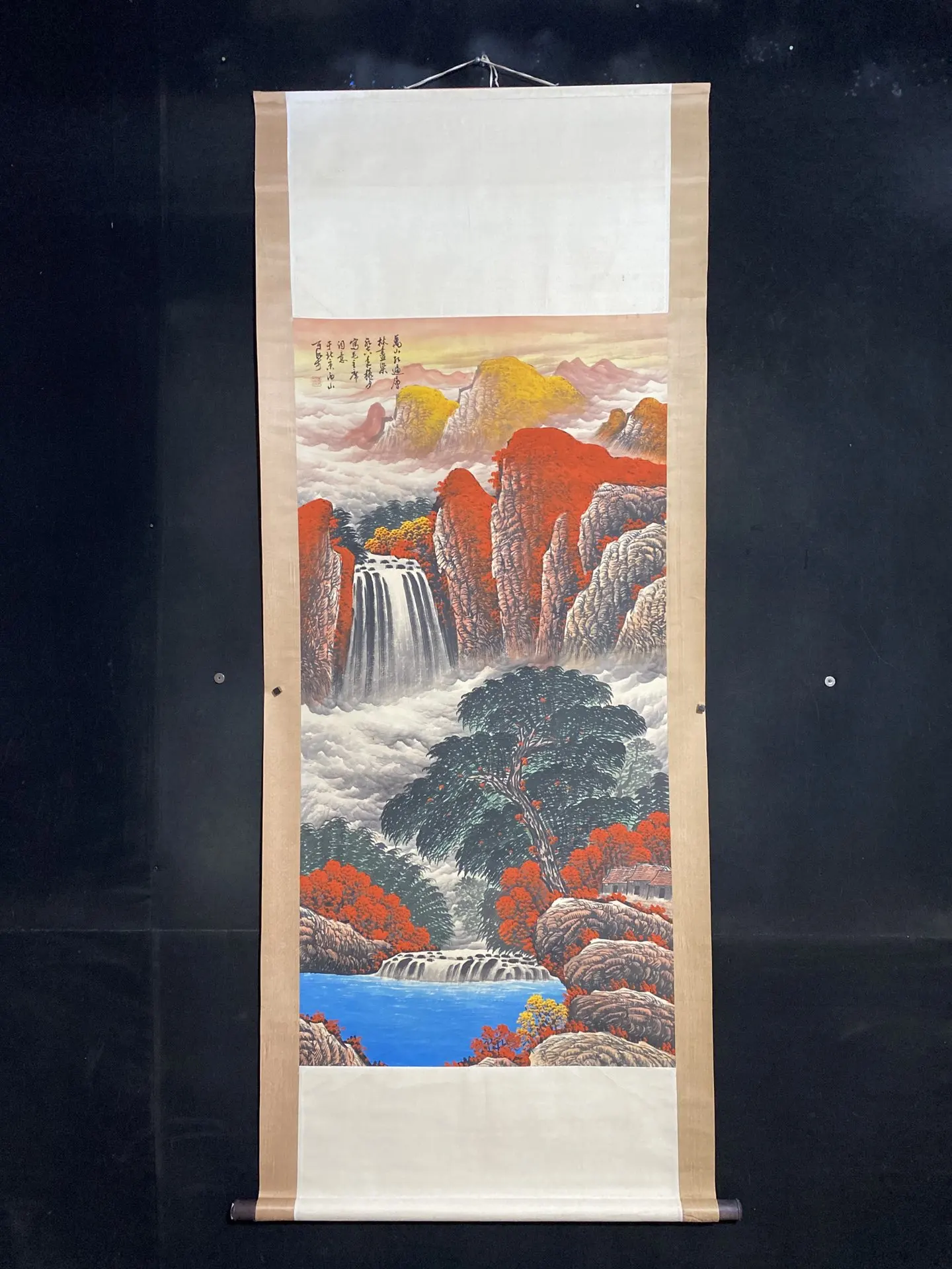 

A four-foot Zhongtang painting of landscape by Li Keran, entirely hand-painted, one item—one picture.
