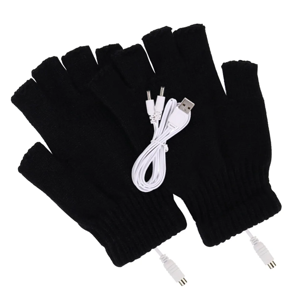 Gants chauffants électriques rechargeables sans doigts pour hommes et femmes, mitaines métropolitaines, chauffe-mains, accessoires de cyclisme, 1 paire