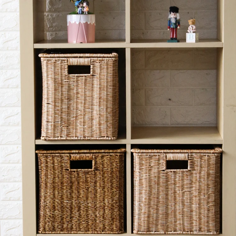 

KENS Wier Sle Storage Basket Bookroom Miscellaneous Items Basket Ra Box Woven Storage Basket Household Organization