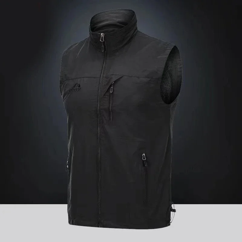 Spring and Autumn double-sided casual standing collar functional thin vest men's vest jacket top with camisole shoulder high-end