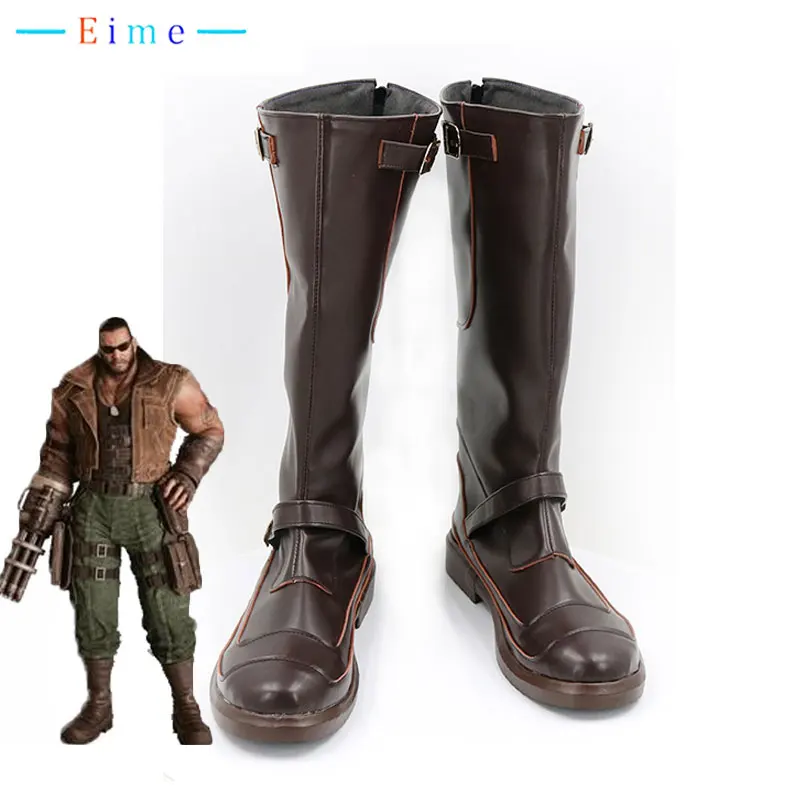 

Игра FF7 Barret Wallace, обувь для косплея, обувь из искусственной кожи, карнавальные ботинки на Хэллоуин, реквизит для косплея, индивидуальный заказ