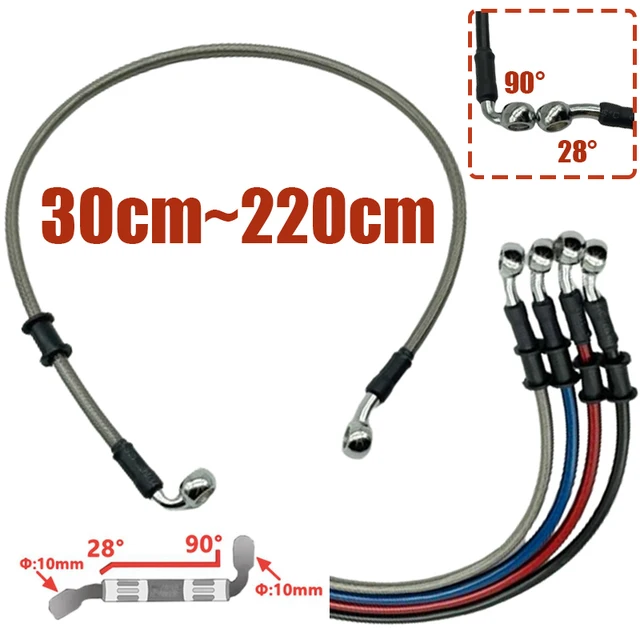 Srebrny od 30 cm do 220 cm 28 ° -90 °   10mm motocyklowy hydrauliczny wzmocniony sprzęgło hamulcowe wąż olejowy przewód rurowy do ATV motor terenowy