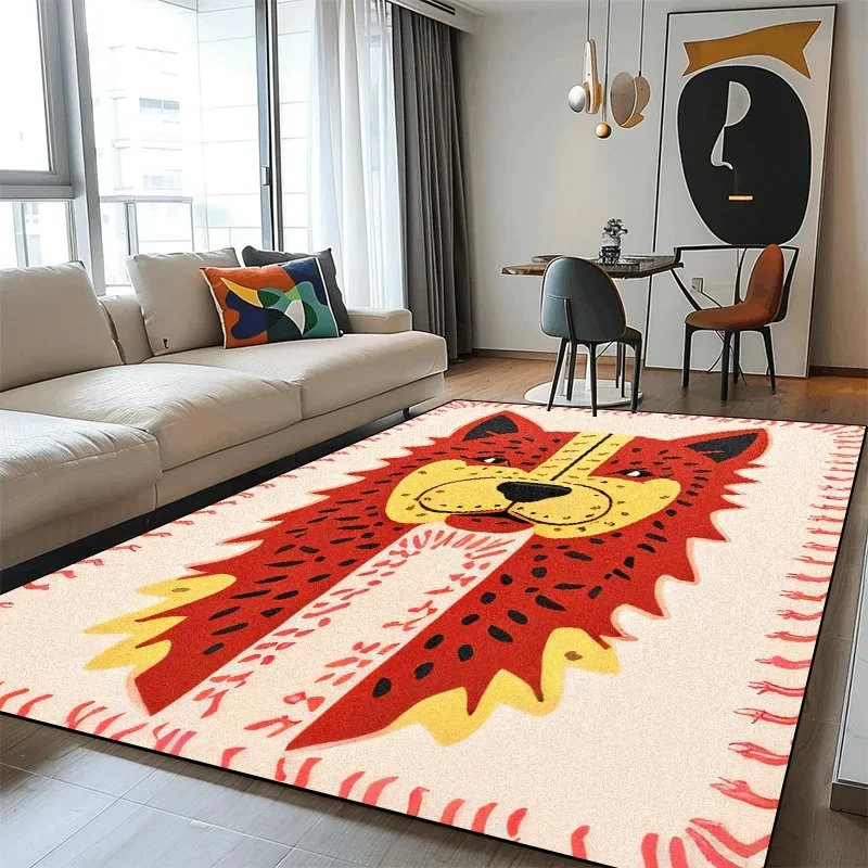 Modern Tiger Lion Totem Art Rug Carpet for Bedroom Decor Living Room Bedside Sofa Large Area Non-slip Floor Mat Entrance Doormat