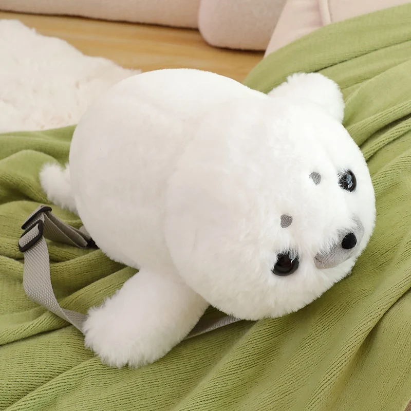 Seal Plush Backpack Kawaii Fashion Plushie Doll Fur Bag Children\'s Bag Shoulder Bag Mini Knapsack Bags Gifts For Girlfriend