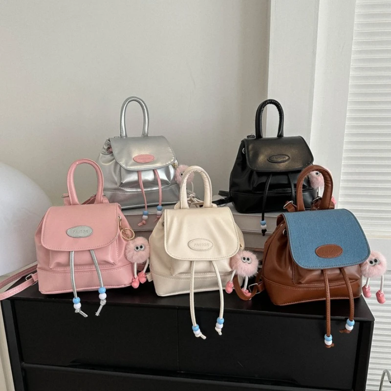 Women's Commuting Leather Handbag, Korean Version New Versatile Retro Backpack, Fashionable Casual Bags Trend