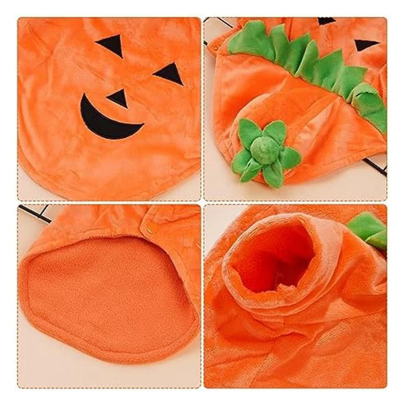 Pumpkin Costumes For Dogs, Halloween Costume For Dogs Small, Pet Cosplay Dress, Puppy Warm Outfits Fleece Hoodie Easy To Use