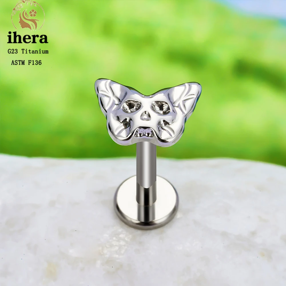 ASTM F136 G23 Titanium Snake Facial Features Labret Lip Stud Internal Threaded Tragus Cartilage Helix Ear Studs Piercing Jewelry