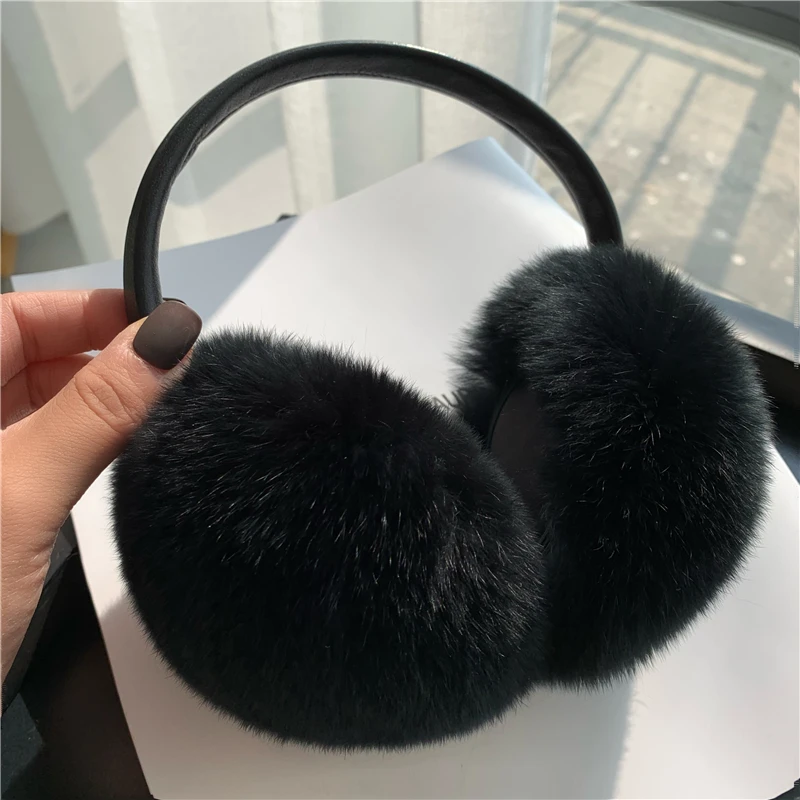 Rex Rabbit Fur Earmuff Women\'s Autumn and Winter Warm Earmuffs Earmuff Real Fur Ear Cover Ear Warmer Ear Muffs Winter