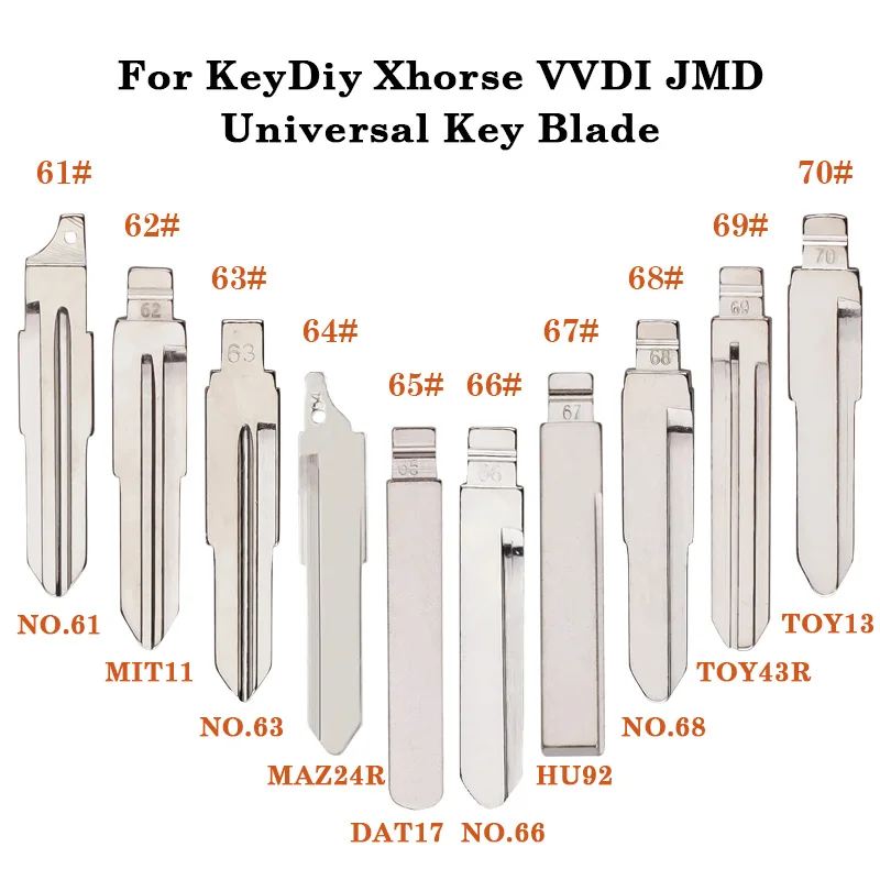 61-70# Universal Uncut Remote Flip Car Key Blank Blade For KeyDiy KD Xhorse VVDI JMD For Buick Mitsubishi Chery Mazda Subaru BMW