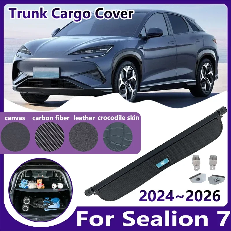 Car Trunk Curtain for BYD Sea Lion 07 EV 2024~2026 Sealion 7 Dedicated Cargo Cover Security Luggage Boot Tray Mats Accessories