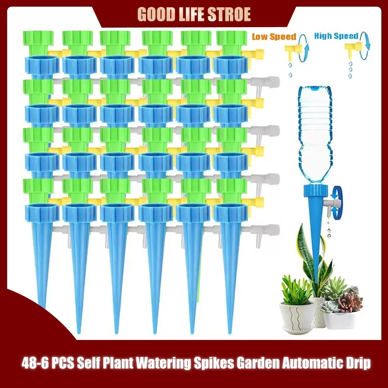 48-6-pack Self plant watering spike kit Garden adjustable automatic drip irrigation device automatic plant watering system