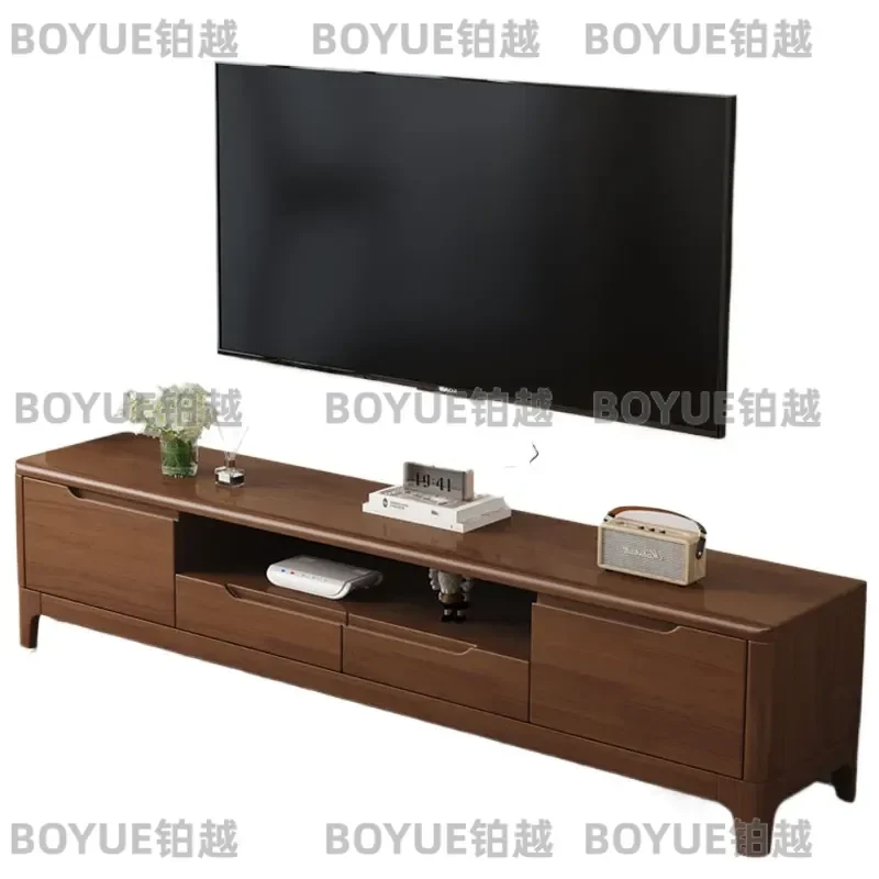 for New All Solid Wood TV Cabinet Nordic Style Narrow Living Room Home Simple Floor to Ceiling Chinese Color TV Stand