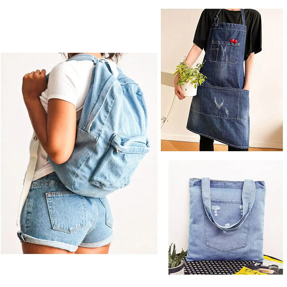 Washed Denim Fabric Cotton Blue Solid Color Thin Light DIY Handmade Dolls Clothing Jeans Skirt Jacket Bag Needlework Material