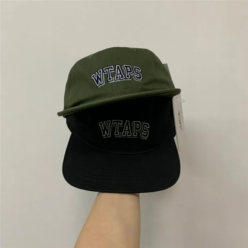 Men Women 1:1 Best Quality Hip Hop Peaked Cap Metal Adjustable Buckle Hats Embroidery WTAPS Logo Black Green Baseball Cap