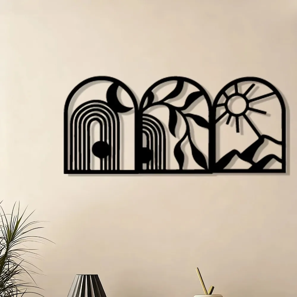 Rust-Resistant Iron Sun Moon Wall Art, Metal Celestial Decor for Garden Fence, Elegant Holiday Gift