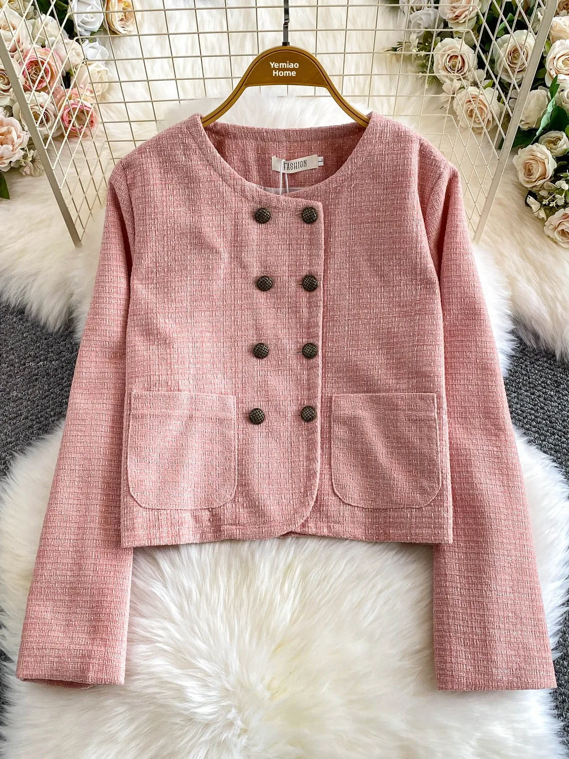 

ort Пальто женское Faion Heavy Woolen Long Sve round Ne двубортный облегающий топ Sli New Sle Top