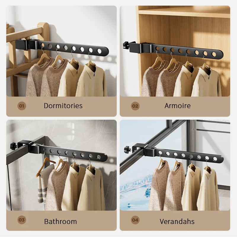 Outdoor Window Drying Rack Balcony Clothes Drying Windproof Guardrail Folding Clothesline