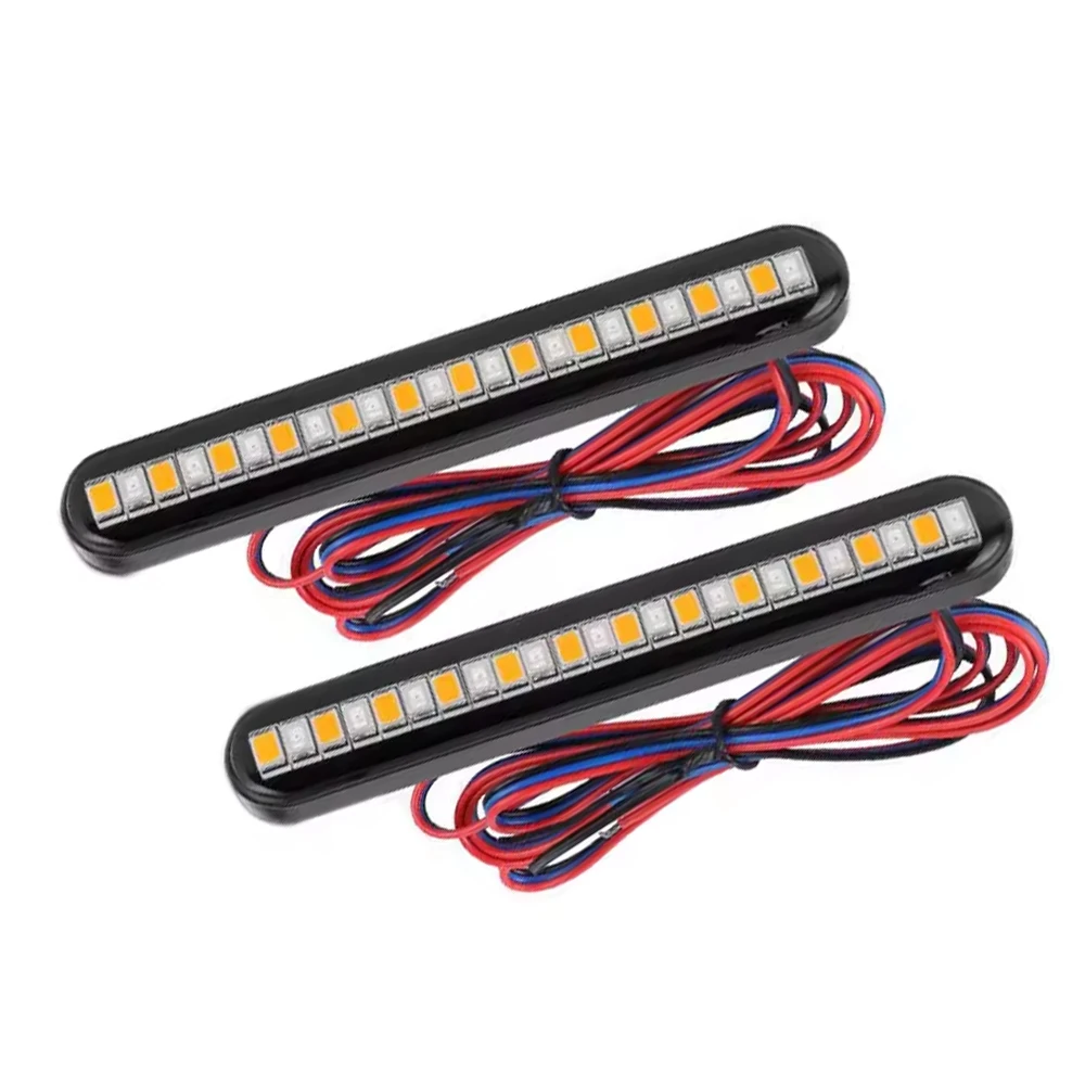 2Pcs 24 LED Moto Signal Lights Sequential Water Flowing Mini Strips Motorcycle Car Strips Led Turn Signal Lights Sticker