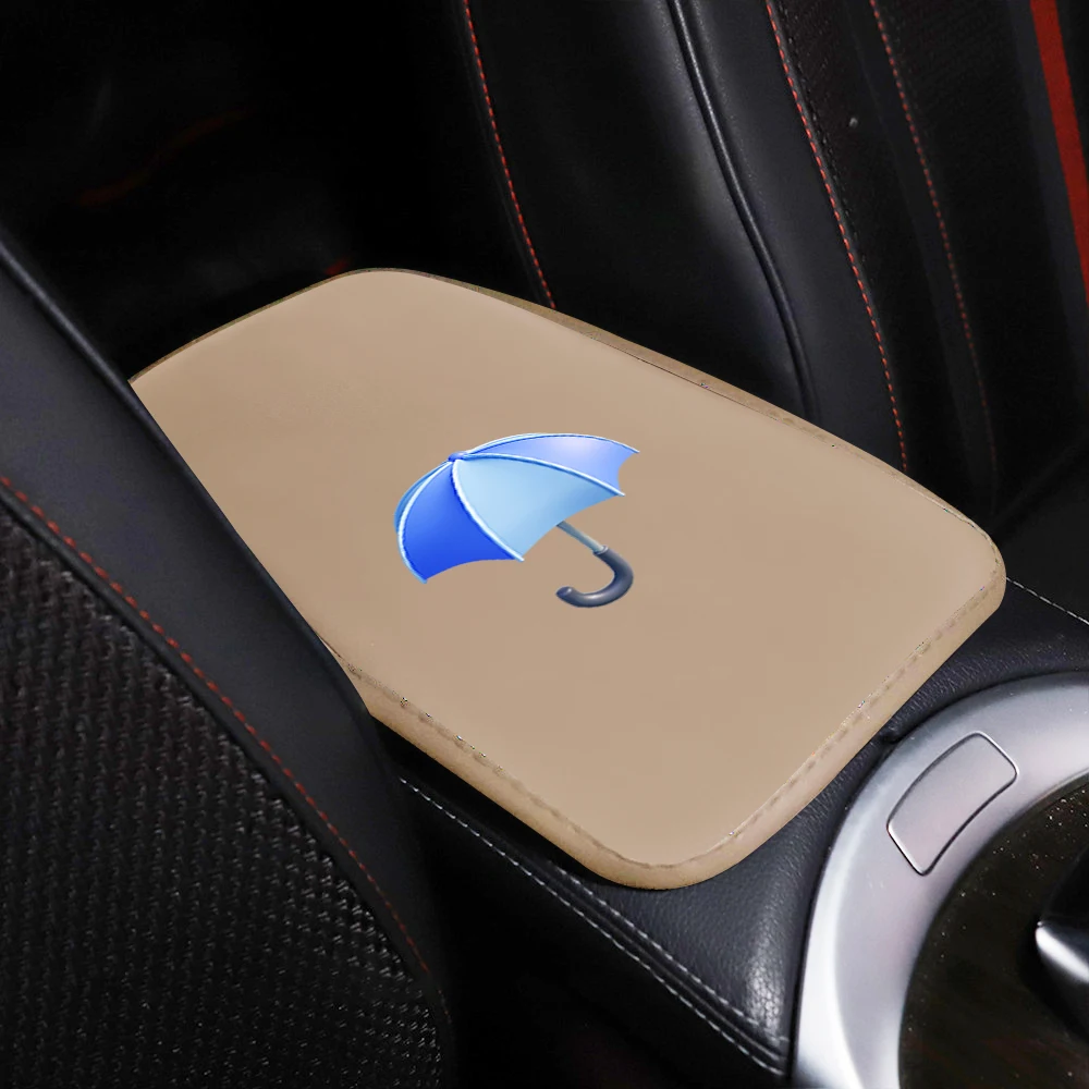 Umbrella Colored Leather Laser Printed Car Center Console Cushion Car Armrest Seat Box Protective Cover Suitable For Most Cars