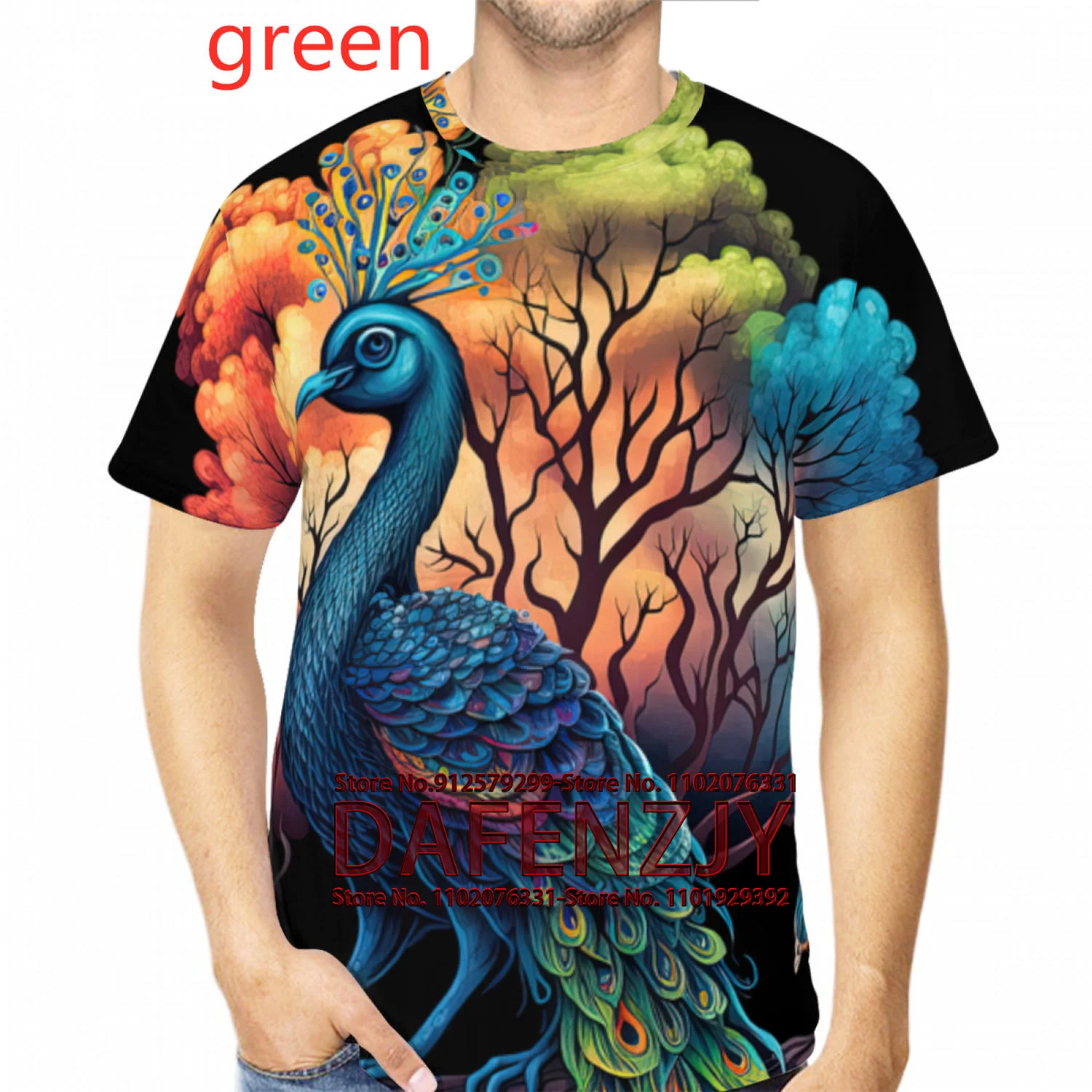 Peacock T-Shirts 3D Owl Printed Streetwear Men Women O-Neck Animal T Shirt Harajuku Tees Tops