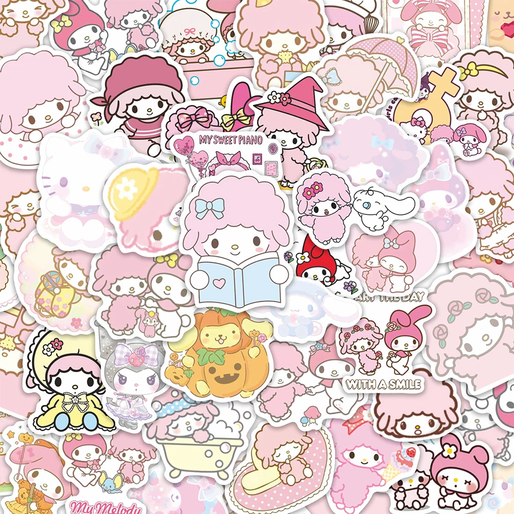 10/30/52 قطعة لطيف بلدي الحلو البيانو سانريو أنيمي ملصقات ميلودي الكرتون ملصق القرطاسية حقيبة الهاتف Kawaii الشارات الديكور #1