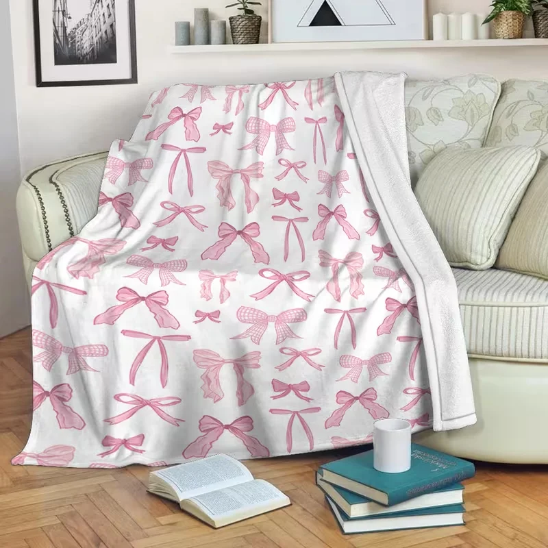 Coquette Pink Bow Fleece Throw Blanket