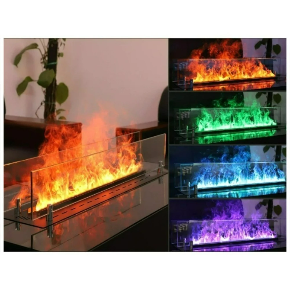 Camino con nebbia per casa intelligente, pannello APP/vocale, senza fumo/senza fumi, umidificatore, colore fiamma/luminosità regolabile, blocco bambini e realistico