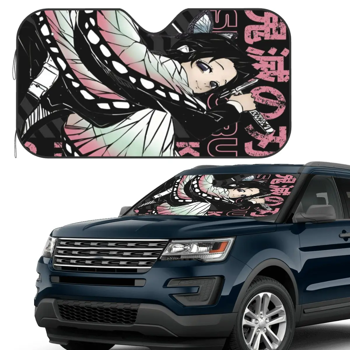 

Shinobu Kochoo Demon Slayer Sunshade Windscreen Car Front Windshield Window Sun Visor Accessories Covers