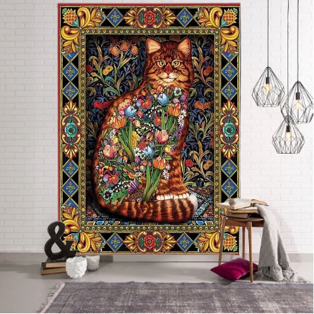 Mandala Lion Tree of Life Cat Background Decoration Tapestry Curtain Living Room Bedroom Background Decoration Tapestry