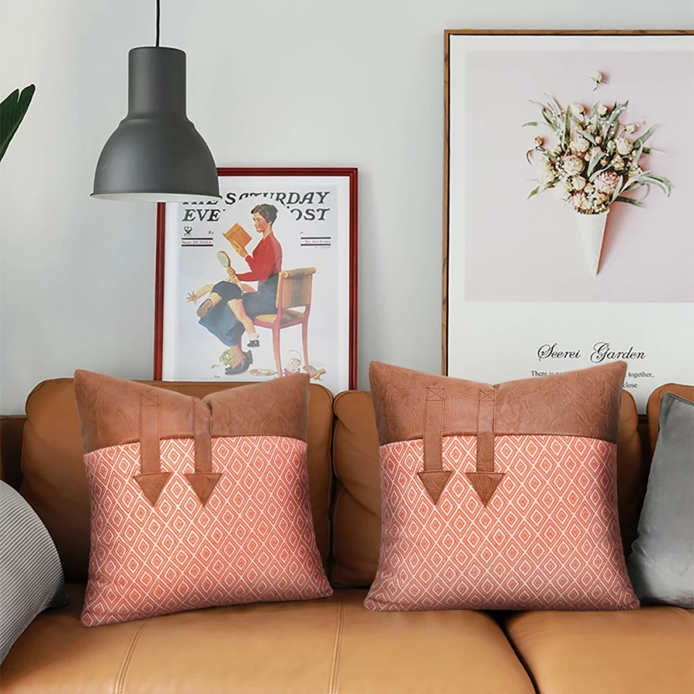 PU Leather Luxury Pillow Case 45*45 Pillowcase Patchwork Pillow Cover Decorative Pillows for Sofa Couch Cushion Cover Home Decor