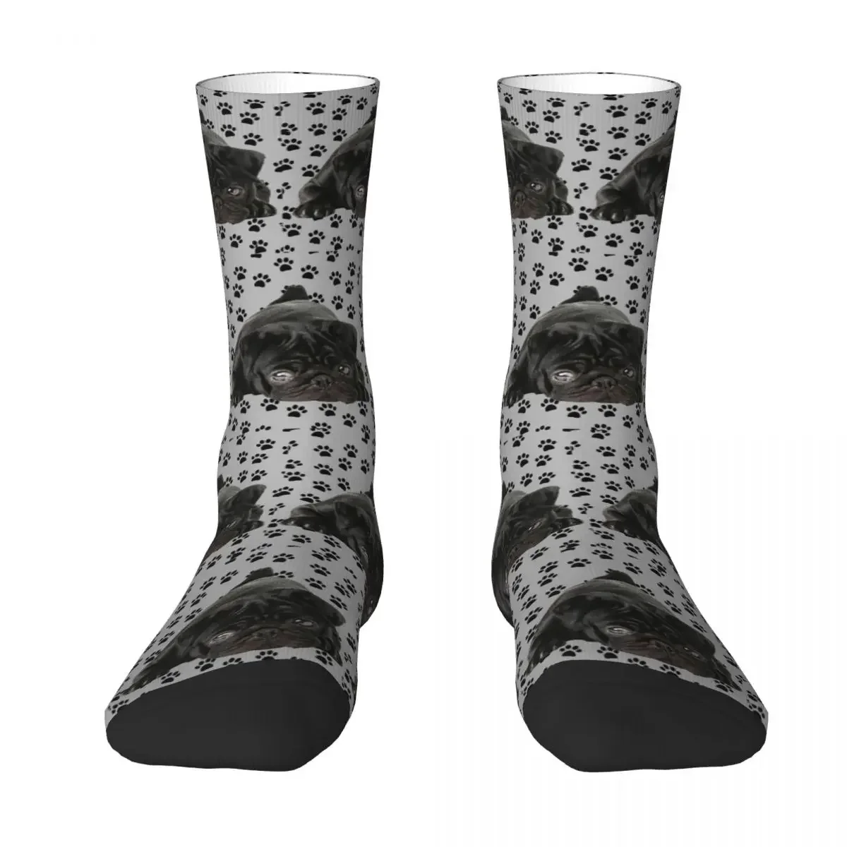 Adorable Black Pug Socks Harajuku Sweat Absorbing Stockings All Season Long Socks Accessories for Man's Woman's Gifts