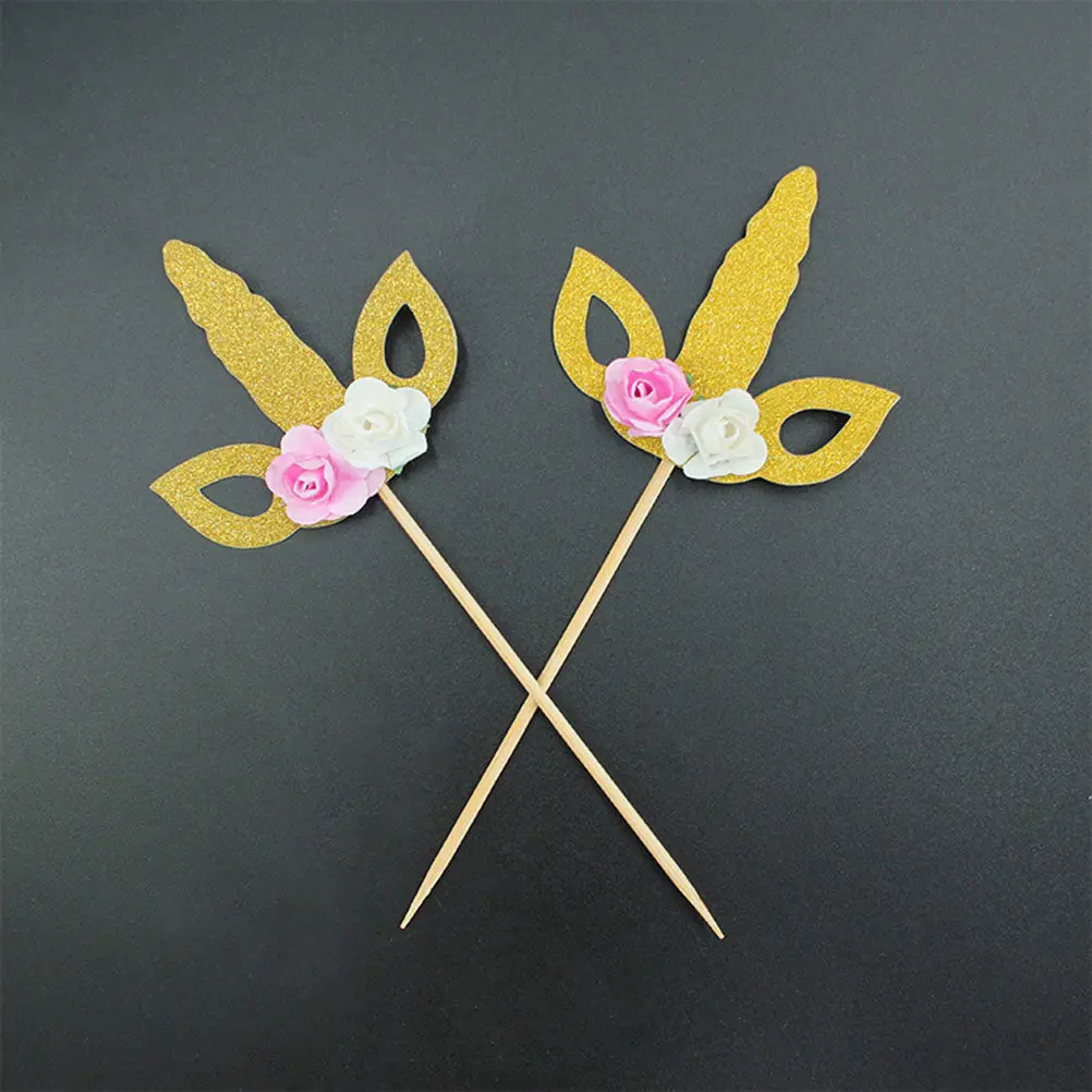 10Pcs Premium Flower Cake Toppers Set for Birthday Party Wedding Baby Shower Back to School Dessert Decoration