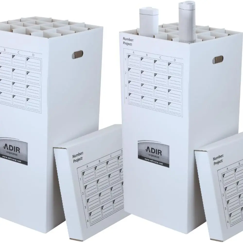 

2 Pack of Cardboard Roll File Storage Organizer - Vertical File Sorter - Blueprint, Poster, Plans, Gift Wrap, And Map Holder Sta