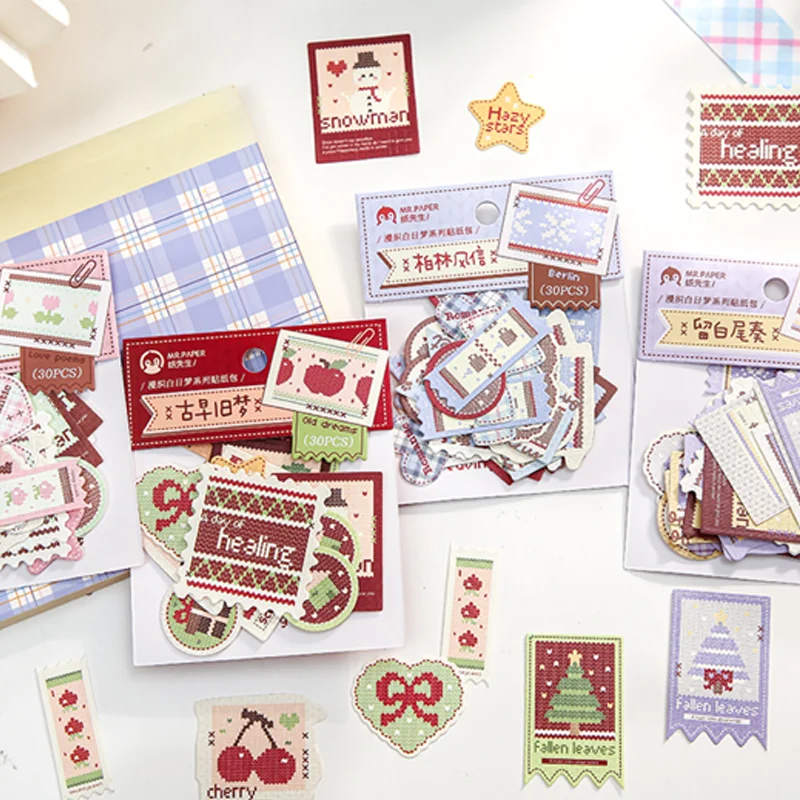 30 قطعة من ملصقات البطاقات ذات الطراز العتيق لمجلة مخطط القصاصات وإطار الصورة لتزيين لوازم الحرف اليدوية ذاتية الصنع #2