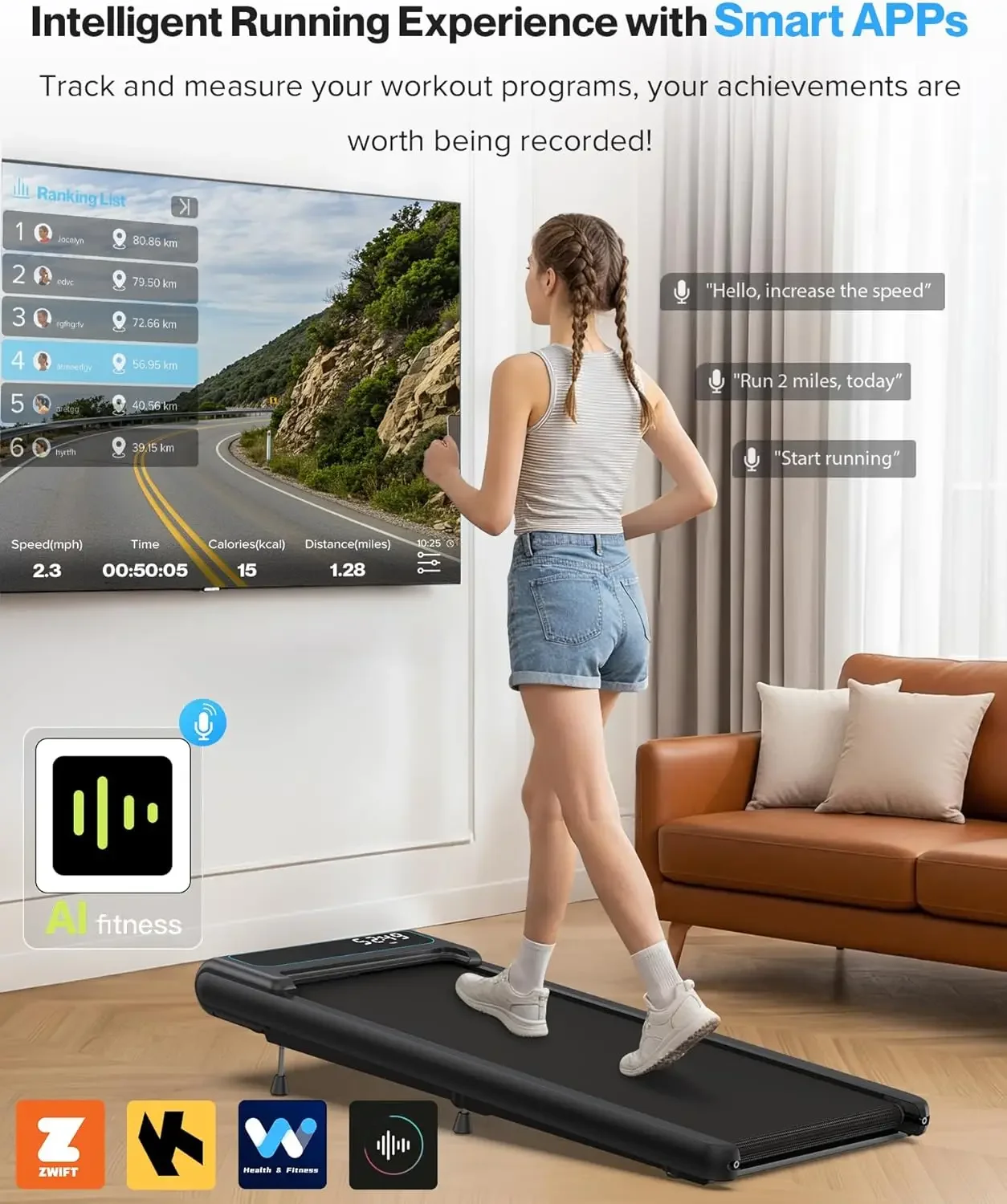 وسادة المشي المائلة 10%، 3 حصان، 4 ميجا في الساعة/7.6 ميجا في الساعة، سعة 265/350 رطل، منطقة تشغيل واسعة، عملية هادئة للاستخدام المنزلي #3