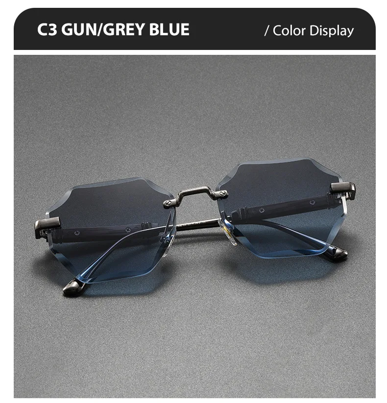 2025 neue Mann Frau Sonnenbrillen Mode Unisex Randlose Sonnenbrille Vielseitig UV400 Brillen Im Freien Fahren Trend C8880-1 – Detail 18