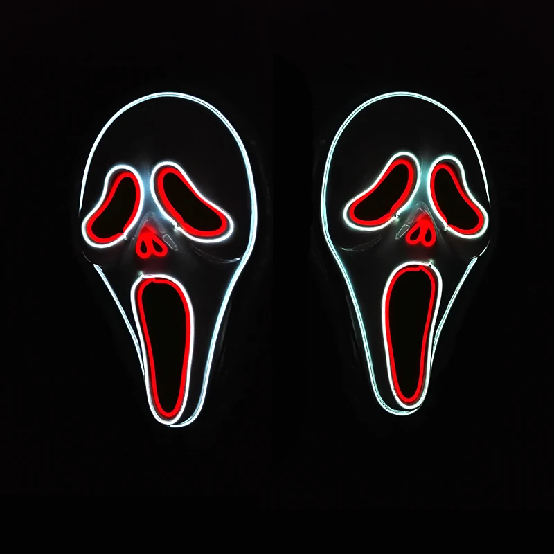 Carnival Night Decorative Mask Home Wall Hanging Ornament Ghost Full Face Head Cover Mask Flashing Indoor