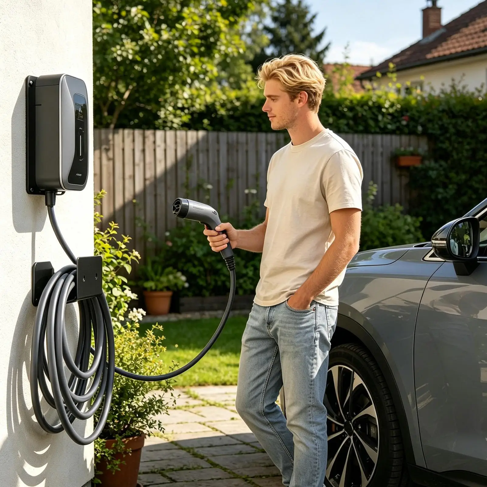 Electric Car Charger Holder Space-Saving Heavy Duty Electric Vehicle Charger Bracket For Home Garage Residential Apartment