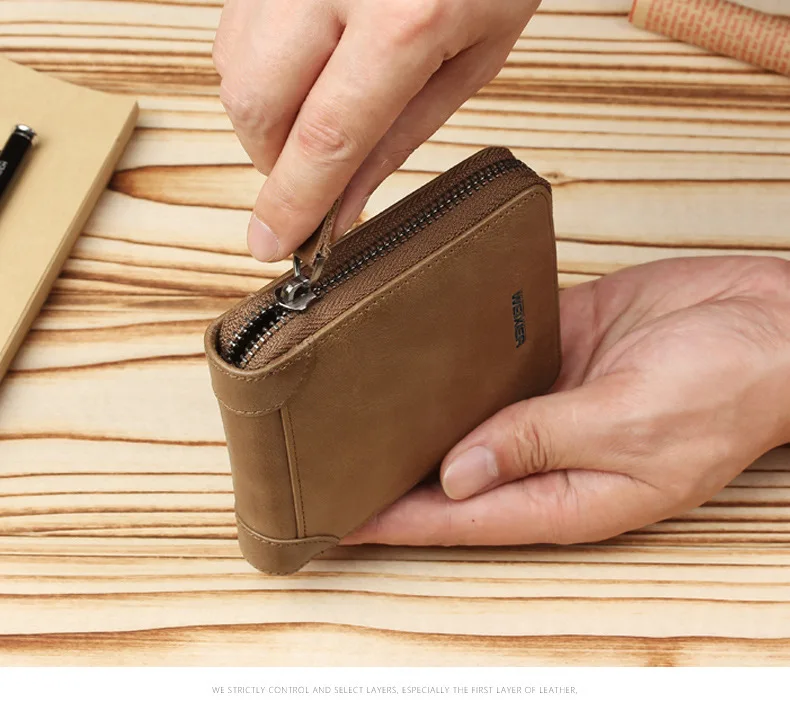New Men's Simple and Fashionable Small Wallet Handbag, Zipper Men's Bag with Multiple Compartments and Large Capacity Clutch