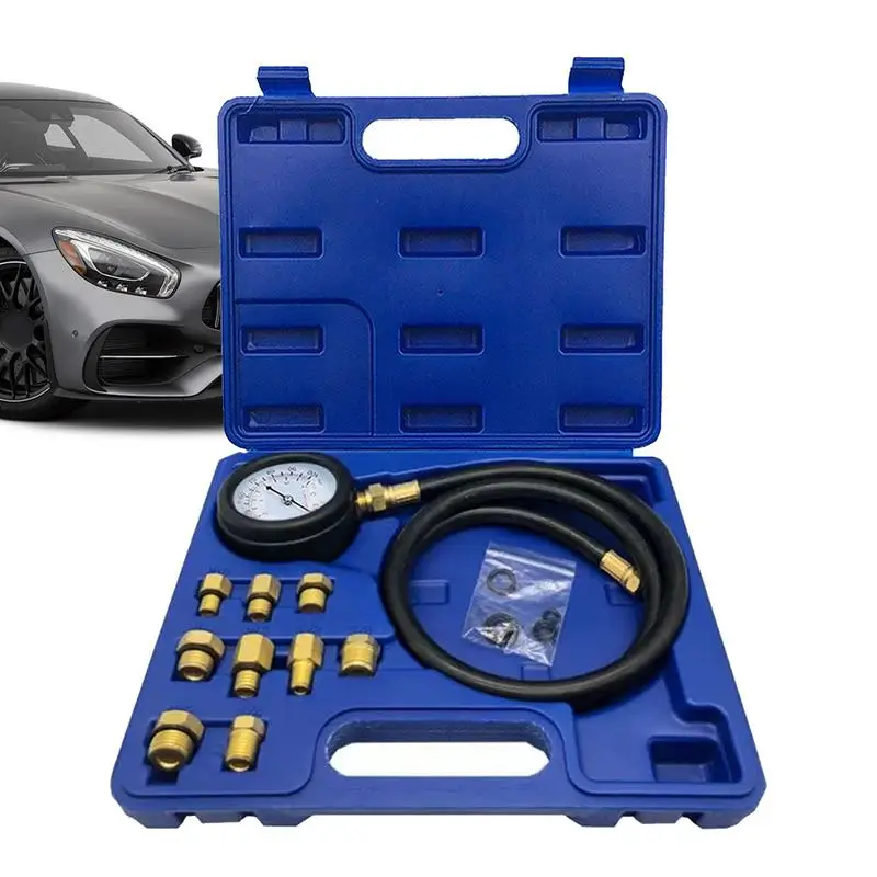

Oil Pressure Gauge Kit Compression Test Gauge Detector Double Scale Automotive Cylinder Tester Long Reach Hoses Case For Truck