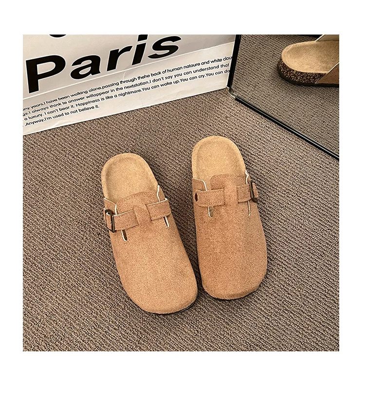 ZHIDA Women Classic Cork Footbed Slippers Slip-on Beach Shoes Arch Suppor Outdoor Mules Clog Flat Sandals Buckle Strap Shoes