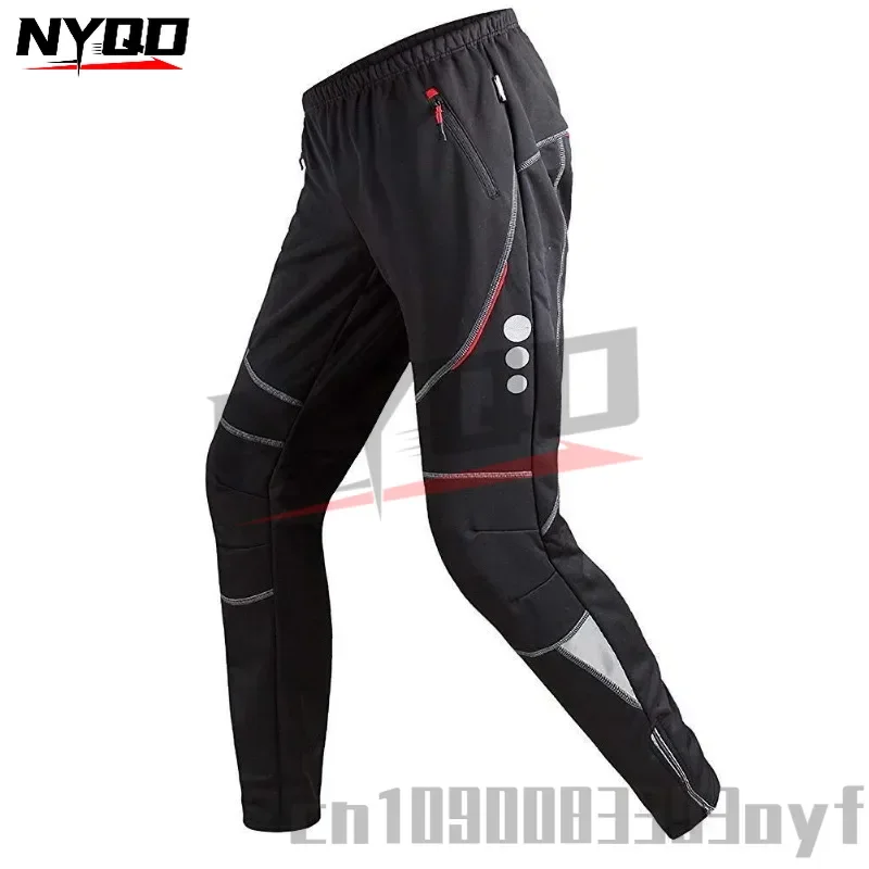 

Winter Plush Motorcycle Riding Pants for Men Thick Windproof Fleece Cycling Pants Warm Skiing Casual Work Pants