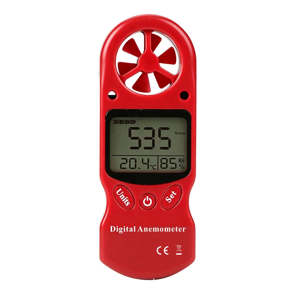 Backlit Anemometer with Temperature and Humidity Sensors Wind Chill Calculation Auto Power Off Calibration Ready