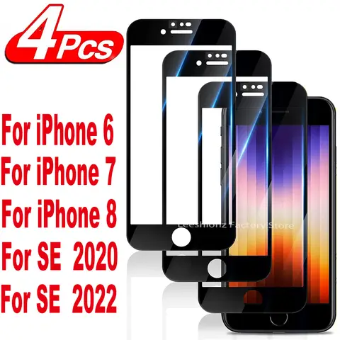 2/4 unidades de vidro protetor de tela para iPhone 6 6S 7 8 Plus SE 2020 2022 filme de vidro temperado