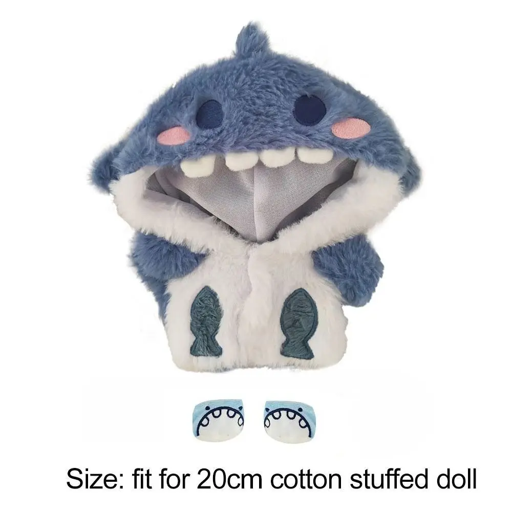 20cm Doll Clothes Shark Hoodies Cartoon Animal Coat Cotton Stuffed Dolls Lovely Outfit Changing Dressing Game Playing House Gift