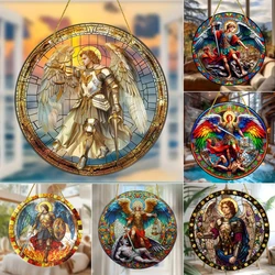 Archangel Michael Stained Glass Suncatcher-Christian Religious Themed Acrylic Translucent Hanging,Home,Room,Garden,window Decor