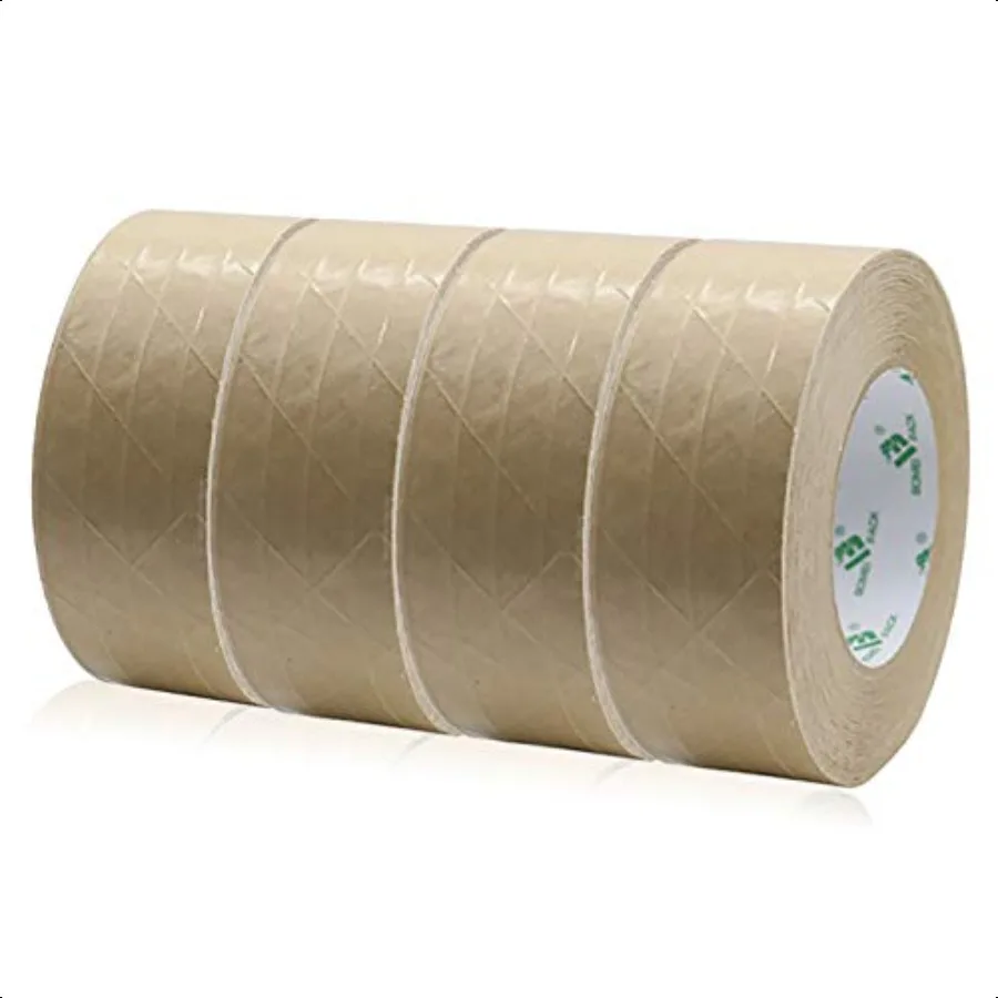 

4Rolls Self Adhesive Reinforced Kraft Packing Paper Tape 2inch 55yds Total 220yds Gummed Tape for Heavy Duty Box Packing Shippi