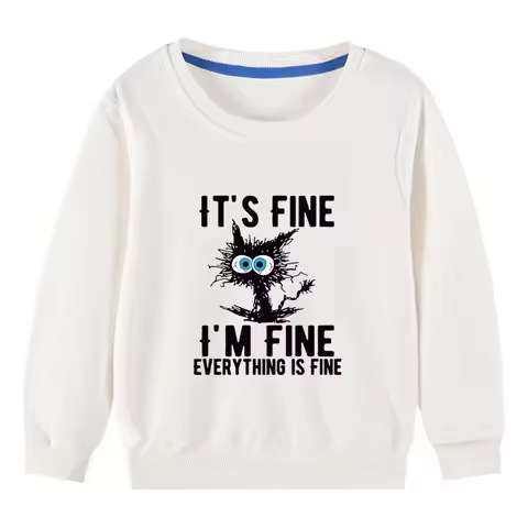 Kids Basic Cotton Hoodies Cute Cat printd Tops New Spring/Autumn Sweatshirt Boy and Girl Funny Clothes
