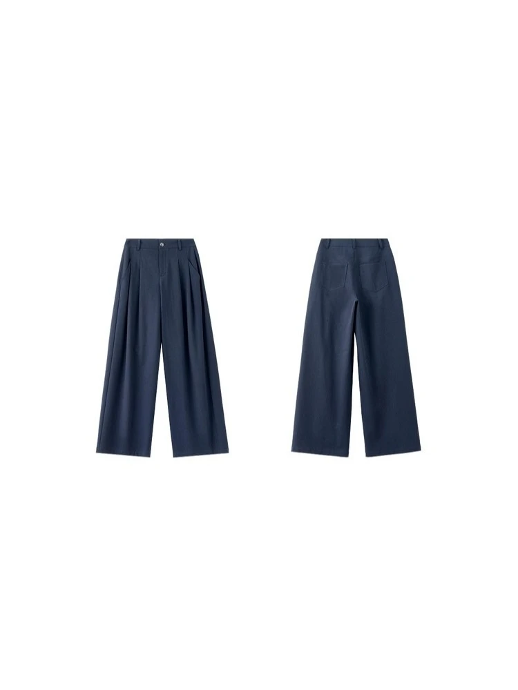 SENTUBILA Women's Wide Leg Pants 2025 Autumn 100% Cotton Loose Trousers With Pockets Office Lady For Woman Bottoms 153KD1761